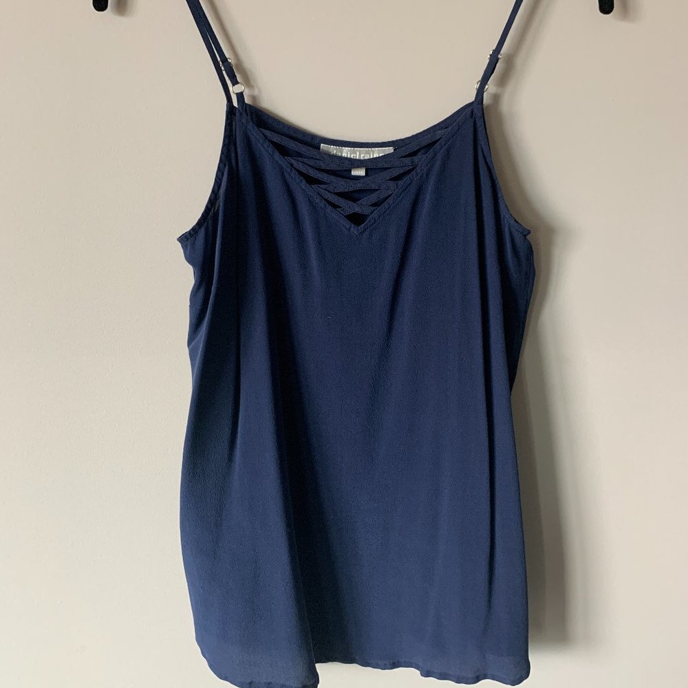 Stitch Fix Tank Top (skinny straps) - Navy Blue - V-Cutout Neckline